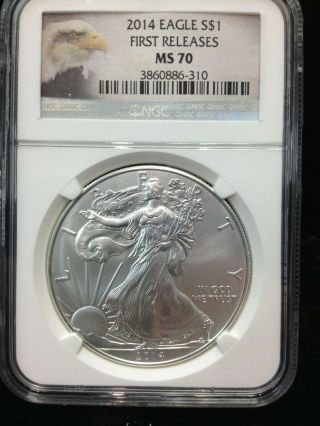 2014 Silver American Eagle First Releases Ngc Ms70