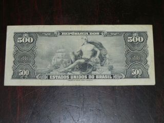 Brazil 50 Centavos On 500 Cruzeiros Note 1967 P - 186 Abnc Circulated Jccug 190829