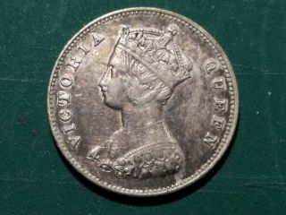 1868 Hong Kong Victoria 10 Cents Silver Coin 22.  5° Rotation At Back