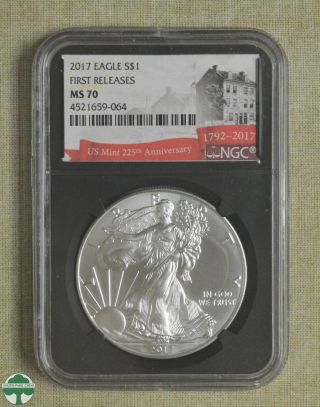 2017 American Silver Eagle - Ngc Certified - Ms 70 - First Releases