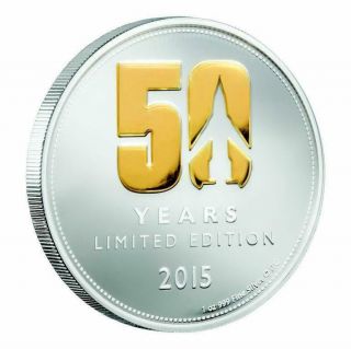 Niue 2015 $2 Thunderbirds 50 Years Limited Edition 1 Oz Silver Proof Coin Gilded