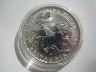 1999 Great Britain Britannia 2 Pounds 1 Oz Fine Silver Coin Uncirculat