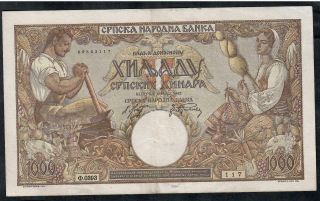 1000 Dinara From Serbia 1942 Vf