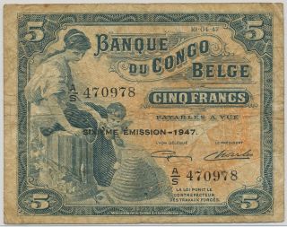 (s) 612231 - 24 Belgian Congo 5 Francs 1947,  P.  13ad
