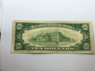 1934 $10 Federal Reserve Note LIME GREEN 2