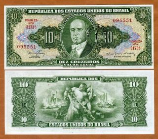Brazil,  1 Centavo On 10 Cruzeiros P - 183b,  Nd (1966),  Unc