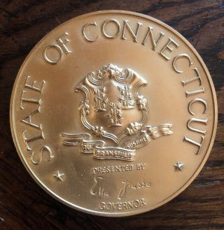 Connecticut Seal Of The State Medallion Large Bronze Medal Ella Grasso Gov.  3”