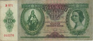 1936 10 Pengo Hungary Currency Banknote Note Money Bank Bill Cash Budapest