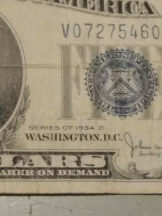 FRN 1934 Series $5 Five Dollar Bill Silver Certificate,  bill 3