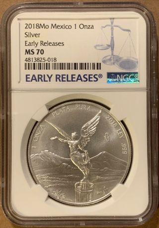 2018 Mo Mexico 1 Onza Silver Libertad Ngc Ms70 Early Releases Rare 4813825 - 018