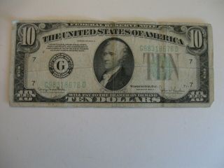 Us Fed.  Reserve 1934 D - 10 Dollar Bill - Bank Of Chicago - Circulated