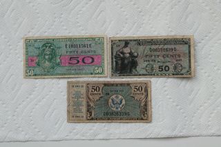 Usa Military Payment Certificates (mpc),  50 Cents,  Series 472,  481,  521,  1948 - 54