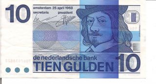 Netherlands,  10 Gulden,  P 91,  1968