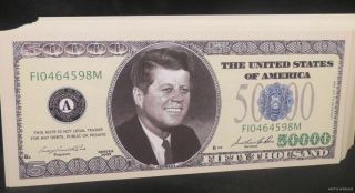 Of 100 John F Kennedy $50000 Dollar Usa Bills Novelty Money Jfk