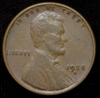 1928 S Lincoln Wheat Cent,  Penny,  Very Fine,  C4425