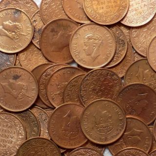 British India 1938,  1939,  1940,  1941,  1942 Kgvi One Quarter Anna 50 Coins.  Coin - 553