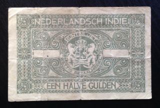 Netherlands Indies (Indonesia) 1920 Muntbiljet Issue 1/2 Gulden,  P - 102,  F, 2