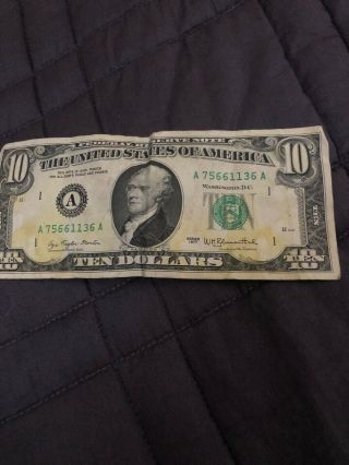 1977 (a) 10 Ten Dollar Bill Federal Reserve Note Vintage Old Currency