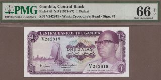Gambia: 1 Dalasi Banknote,  (unc Pmg66),  P - 4f,  1971,