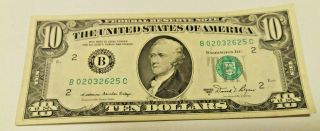 $10 Bill Series 1981 A Federal Reserve Bank Note - York B