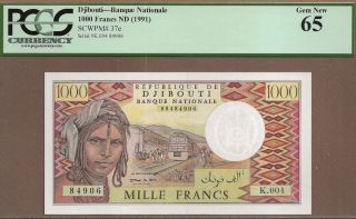 Djibouti: 1000 Francs Banknote,  (unc Pcgs65),  P - 37e,  1991,