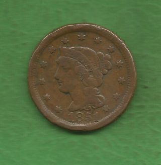 1851 Braided Hair,  Large Cent - 168 Years Old
