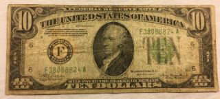 1934 A Frn $10 Dollar Bill - Frn Note - Atlanta Old Paper Money F - A Block
