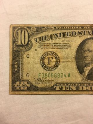 1934 A FRN $10 Dollar Bill - FRN Note - Atlanta Old Paper Money F - A Block 2