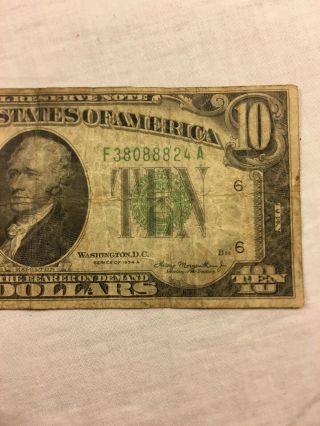 1934 A FRN $10 Dollar Bill - FRN Note - Atlanta Old Paper Money F - A Block 3