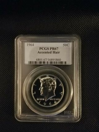 1964 Proof Kennedy Silver Half Dollar - Accented Hair Variety - Proof 67 Pcgs