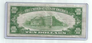 1934 $10 Federal Reserve Note Bank of Kansas City Green Seal 2