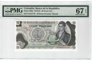 P - 409d 1982 20 Pesos Oro,  Colombia,  Banco De La Republica,  Pmg 67epq Gem