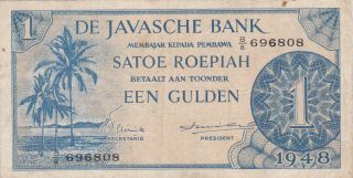 1 Gulden Very Fine Banknote From Netherlands Indies 1948 Pick - 98