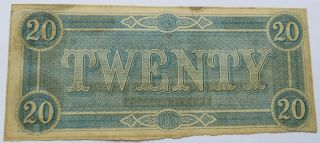 1864 $20 Confederate States of America Note,  Civil War Currency (301724G) 2