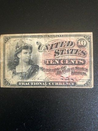 1863 U.  S.  Fractional Currency 10 Cent Liberty Note
