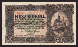 Hungary - 20 Korona,  1920 - P 61 - Vf