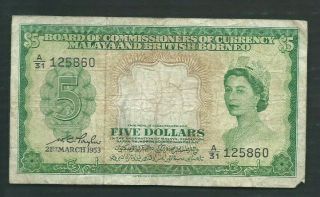 Malaya & British Borneo 1953 5 Dollars P 2 Circulated