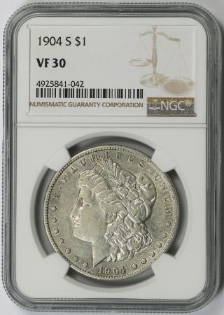 1904 - S Morgan Dollar Silver $1 Vf 30 Ngc