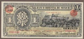 1914 Mexico (oriental) 1 Peso Note