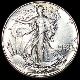 1943 Walking Half Dollar Highly Uncirculated Liberty Silver Philly Collectible
