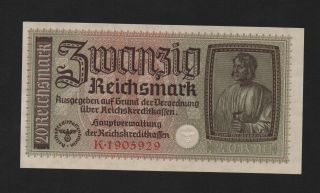 20 Reichsmark Ww2 Germany For The Occupied Baltic States,  Unc