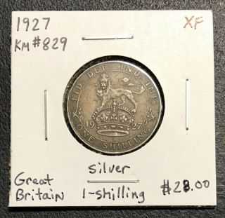 1927 Great Britain Silver One 1 Shilling Extra Fine Km 829 Nr