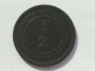 Looking Straits Settlements 1/2 Cent 1872 Coin In Pretty