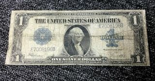 1923 $1 Blue " Large Size " Silver Certificate " Horseblanket " S/n E7008196b Pp H