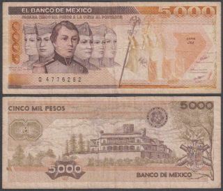 Banco De Mexico,  5,  000 Pesos,  1987,  Vf,  P - 88 (b)