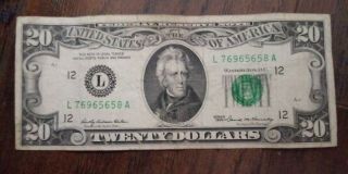 1969 $20 (l) San Francisco Ca Old Style Twenty Dollar Bill