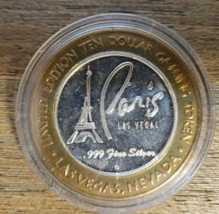 . 999 Fine Silver Paris Las Vegas Limited Edition $10 Token In Memory Of 9 - 11 - 01