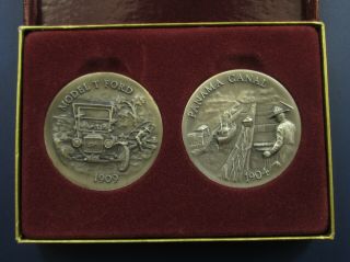 Wittnauer Precious Medal Set Two - Ford & Panama Canal,  70g Of Sterling Silver