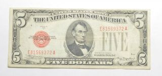 Crisp - 1928 - C $5.  00 Red Seal Us Note - Rare 538