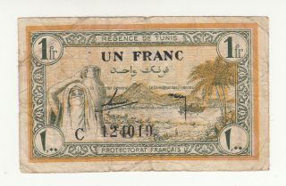 Tunisia 1 Franc 1943 Circ.  P55 @